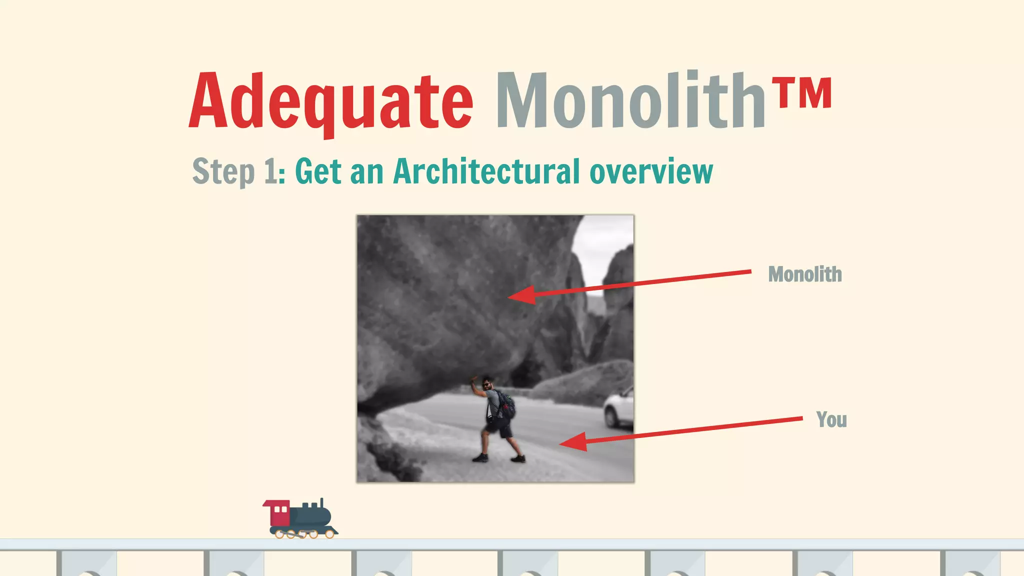 Adequate Monolith™
Step 1: Get an Architectural overview
Monolith
You
 