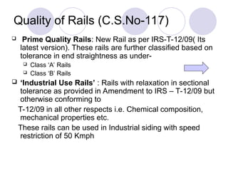 Rail, sleepers and fittings presentation | PPT