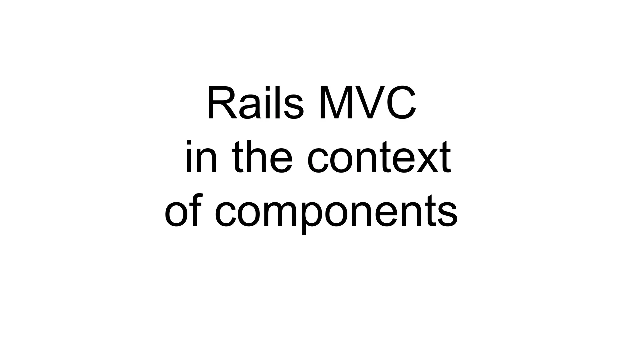 Rails MVC
in the context
of components
 