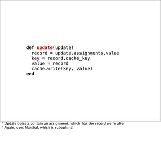 def update(update)
                record = update.assignments.value
                key = record.cache_key
              ...