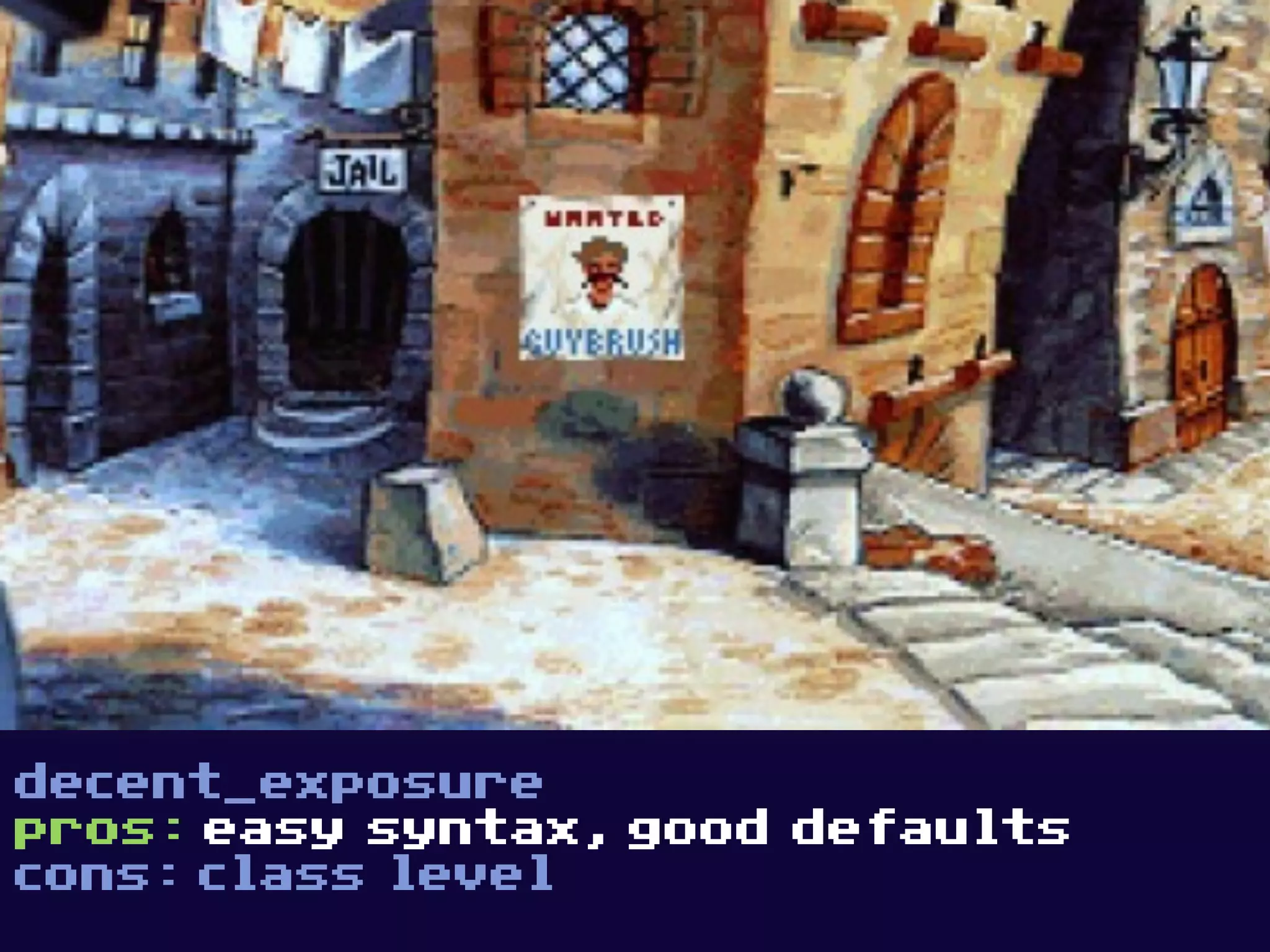 decent_exposure
pros: easy syntax, good defaults
cons: class level
 