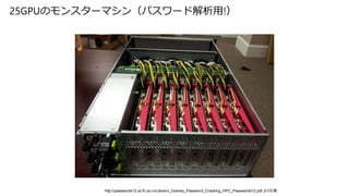 25GPUのモンスターマシン（パスワード解析用!）
http://passwords12.at.ifi.uio.no/Jeremi_Gosney_Password_Cracking_HPC_Passwords12.pdf より引用
 