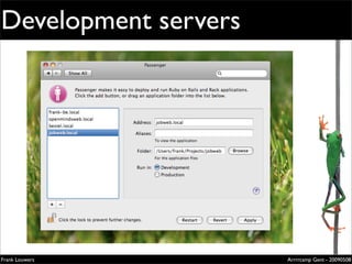 Development servers
                                       Extremely
                                       evolved
                                       solutions
                                       Lorem ipsum dolor sit amet, cons
                                       ectetuer adipiscing elit. Donec
                                       sagittis sagittis urna. Aliquam ipsum.

                                       Nunc in leo sed ante lacinia volutpat.

                                       Pellentesque urna diam, aliquet
                                       non, ullamcorper ut, volutpat lacinia,
                                       purus.




                                       Zilverenberg 39 - B-9000 Gent - Belgium
                                       Tel: +32 9 225 82 91 - Fax: +32 9 224 46 57




Frank Louwers                                                               Arrrrcamp Gent - 20090508
                pub_openminds.indd 1                                                            11/15/06 10:53:5
 
