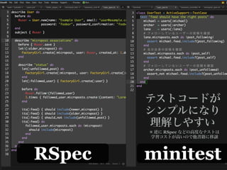 RSpec minitest
※ RSpec
