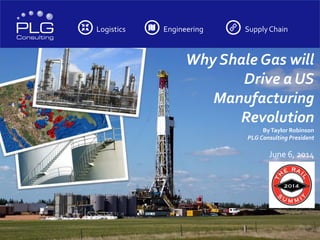 Logistics Engineering SupplyChain
Why Shale Gas will
Drive a US
Manufacturing
Revolution
ByTaylor Robinson
PLG Consulting President
June 6, 2014
 