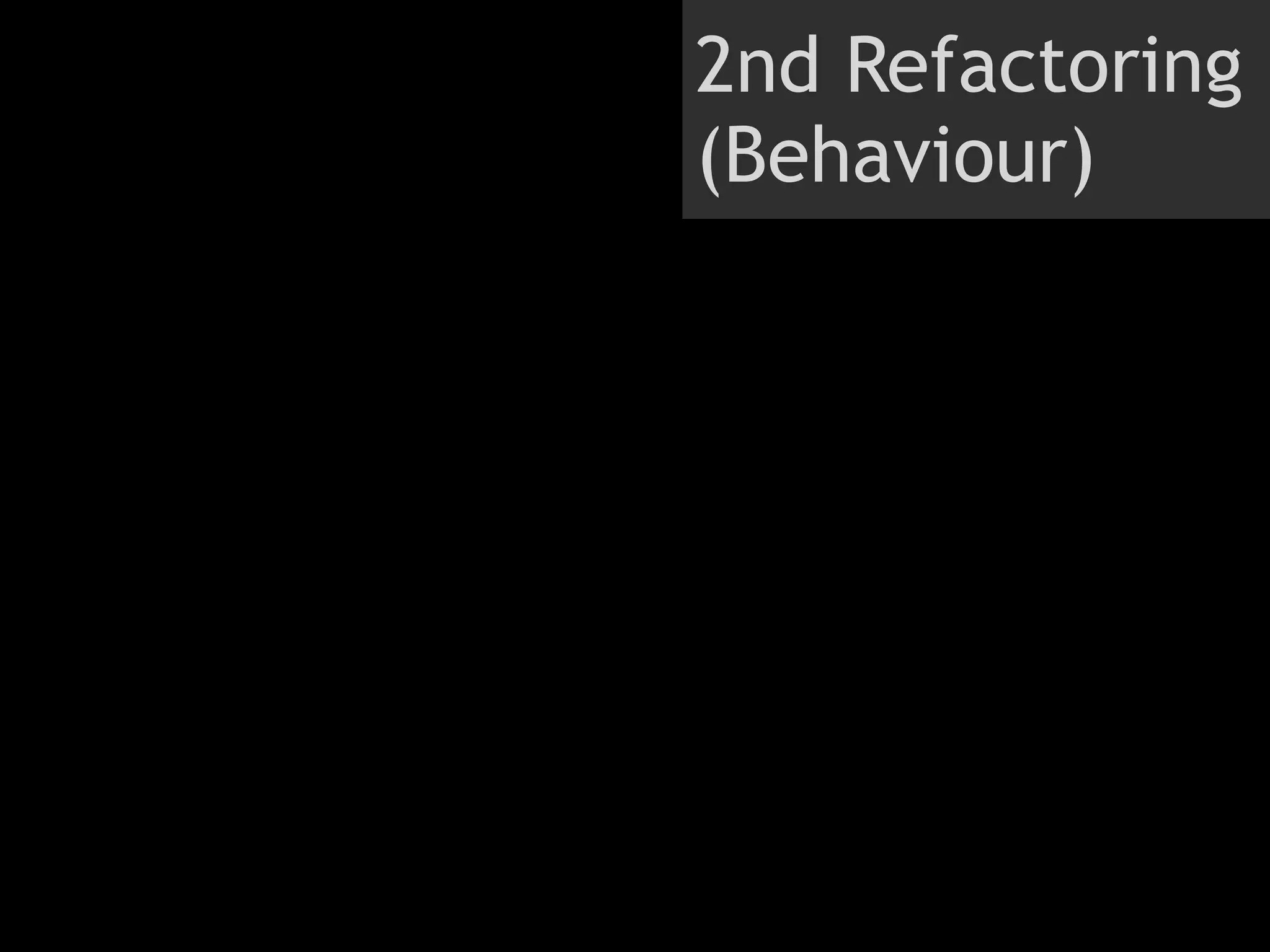 2nd Refactoring
(Behaviour)
 