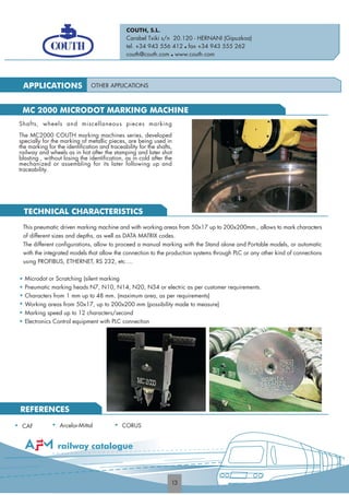Microdot Machine AFM Railway Catalogue | PDF