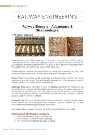 Railway Engineering Assignment - Types of Sleepers | PDF