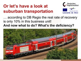 Or let’s have a look at
suburban transportation
… according to DB Regio the real rate of recovery
is only 10% in this business unit!
And now what to do? What’s the deficiency?
 