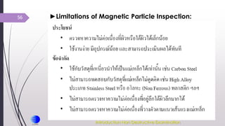 56 ►Limitations of Magnetic Particle Inspection:
Introduction Non Destructive Examination
 