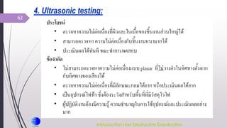 62
Introduction Non Destructive Examination
4. Ultrasonic testing:
 