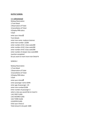 railway_PROJECT.doc on python my SQL connectivity | DOC
