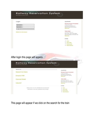 After login this page will appera 
This page will appear if we click on the search for the train 
 