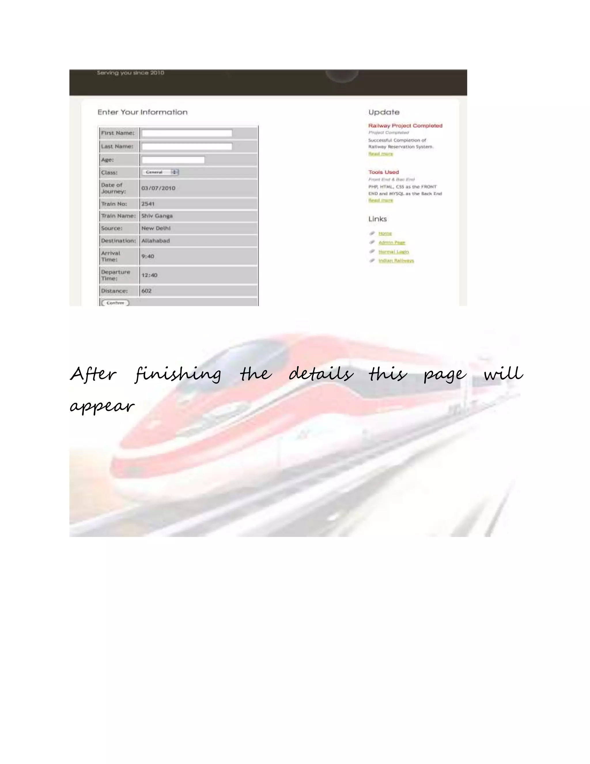 After finishing the details this page will 
appear 
 