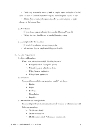 Railway Reservation System - Software Engineering | PDF