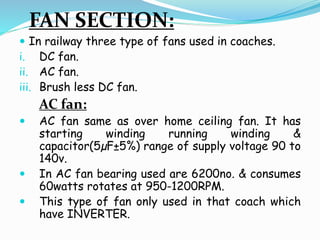 Train Using Fan Types Railway workshop jodhpur | PPTX