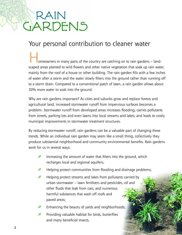 Wisconsin Rain Gardens A How to Manual for Homeowners