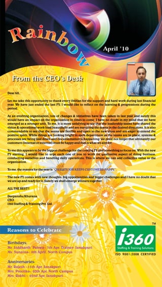 I360 Franchise Newsletter April' 2010