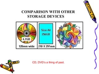 COMPARISON WITH OTHER
  STORAGE DEVICES




    CD, DVD’s a thing of past.
 