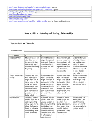 Rainbow fish lesson template new version