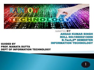 SUBMITTED BY
GUIDED BY
PROF. MAMATA DUTTA
DEPT OF INFORMATION TECHNOLOGY
1
1
RAINBOW
 