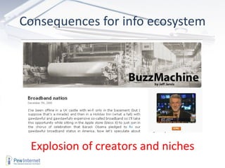 Consequences for info ecosystem Explosion of creators and niches 