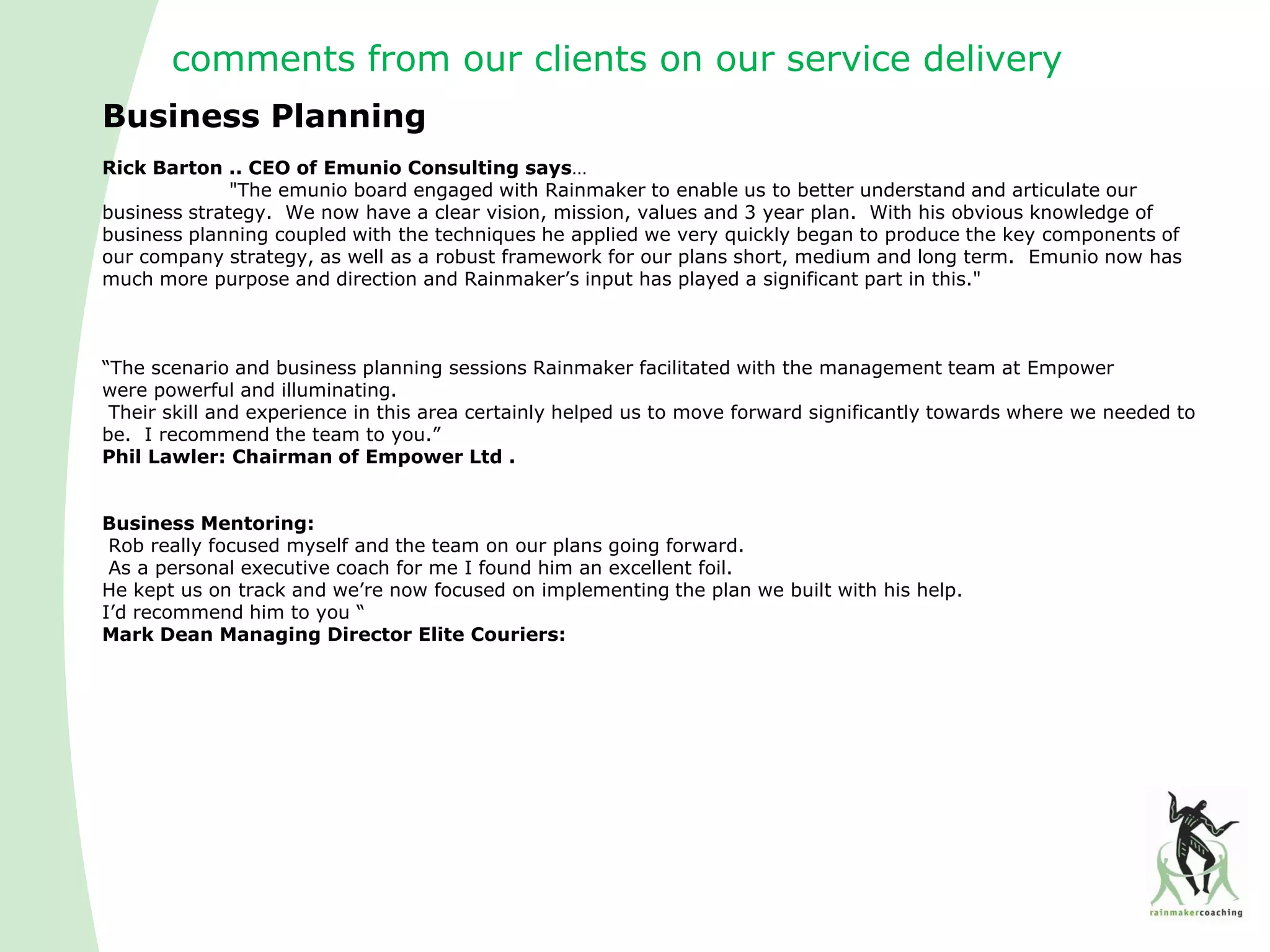 Intro to Rainmaker Coaching Ltd