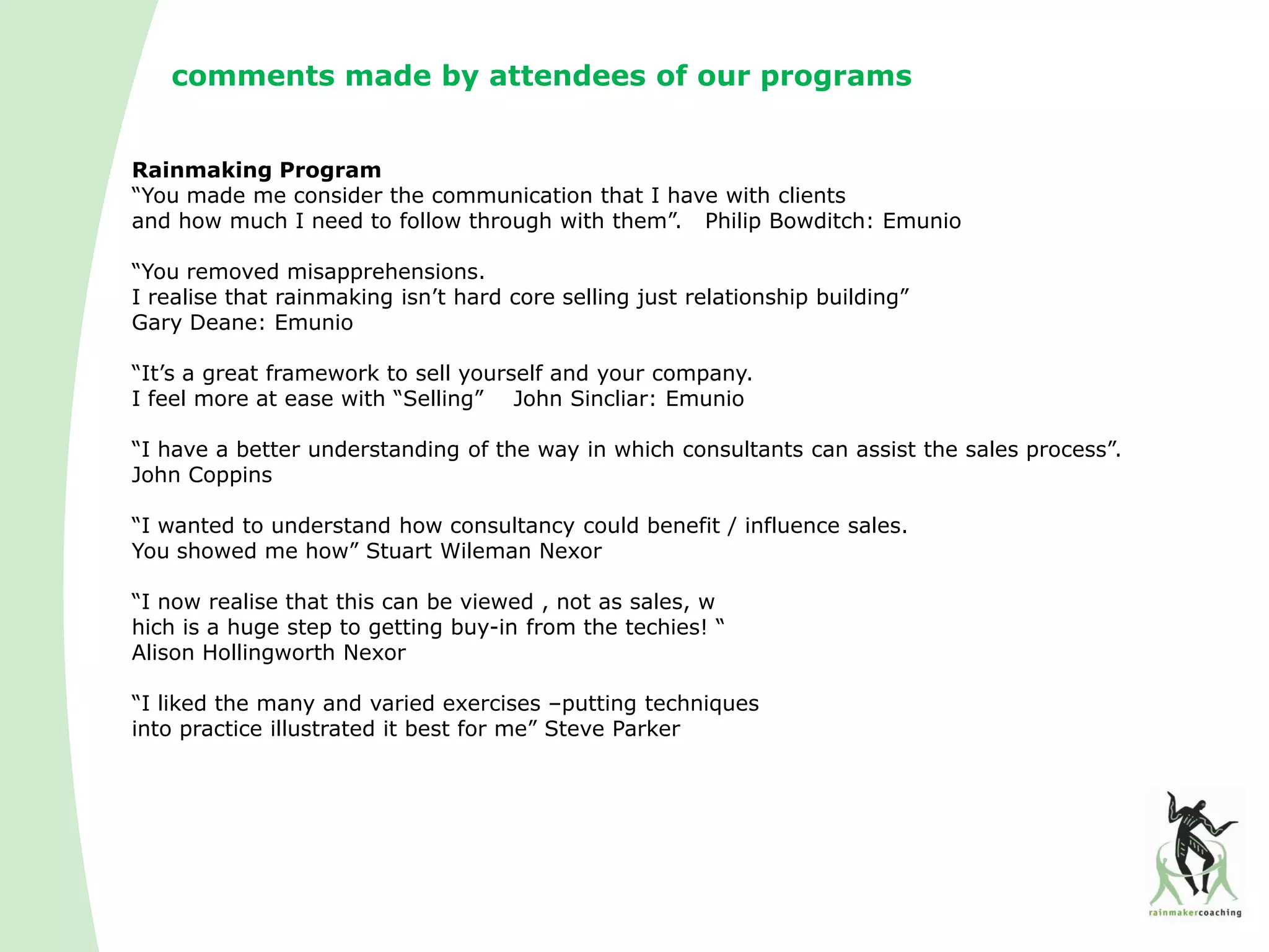 Intro to Rainmaker Coaching Ltd