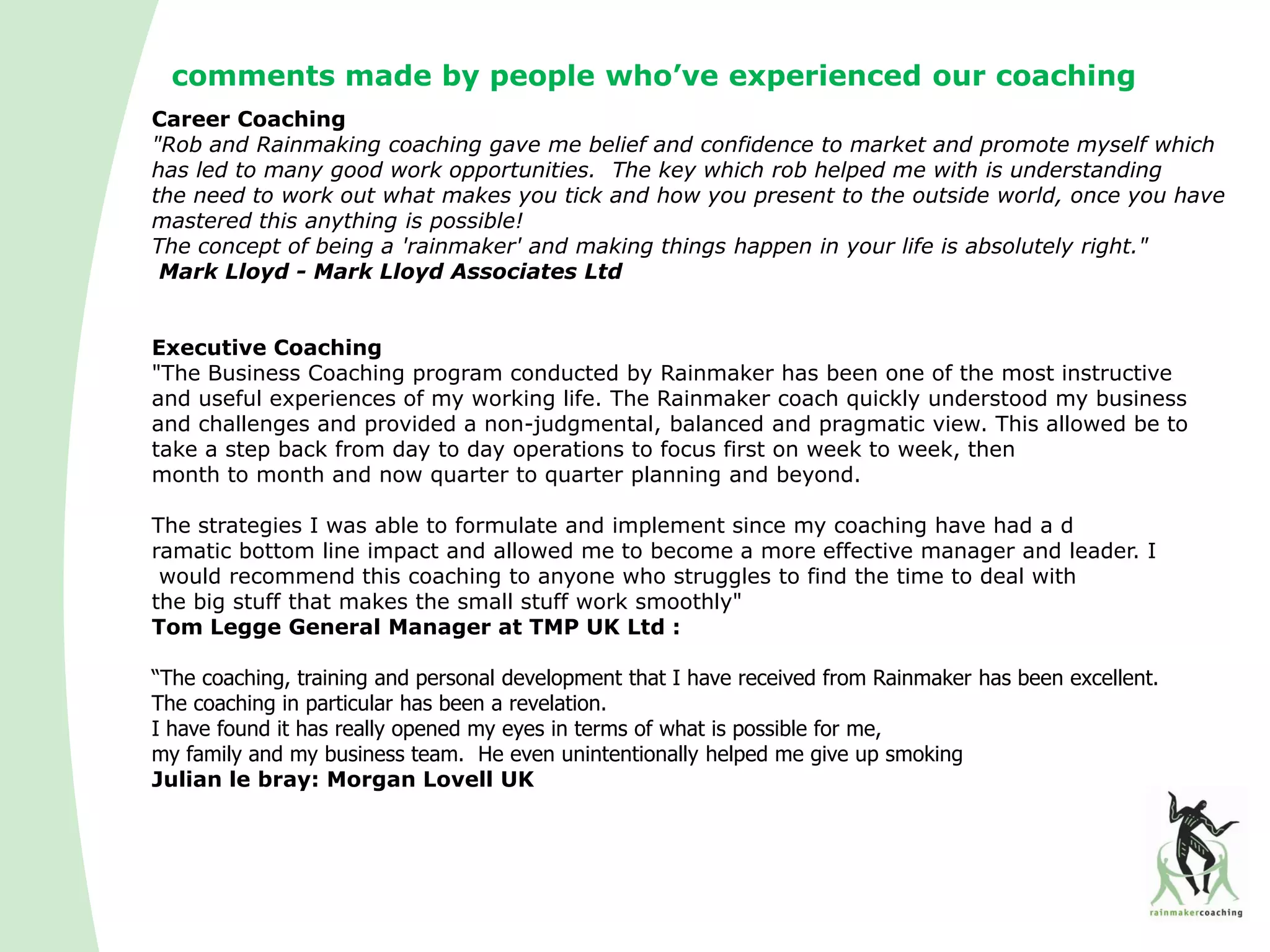 Intro to Rainmaker Coaching Ltd