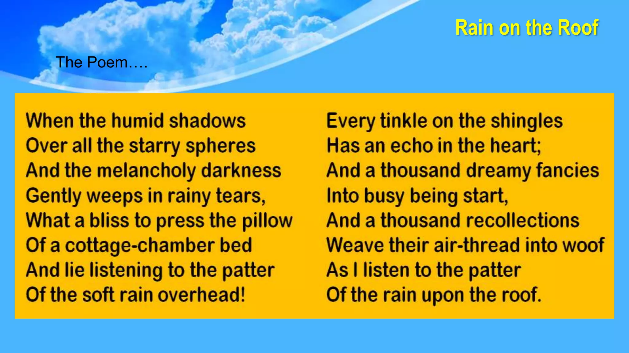 Rain on the roof poem PPT