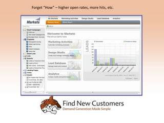 Forget “How” – higher open rates, more hits, etc.
 