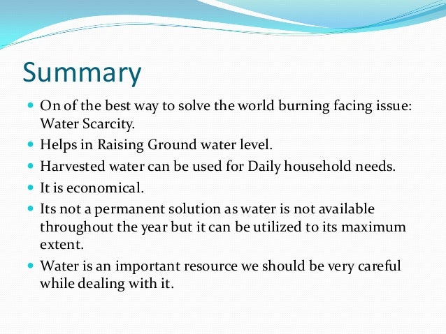 Essay on rain water harvesting