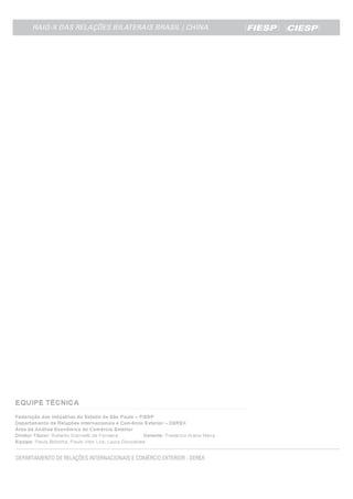 Raio- X das Relações Bilaterais Brasil- China (Janeiro 2012)