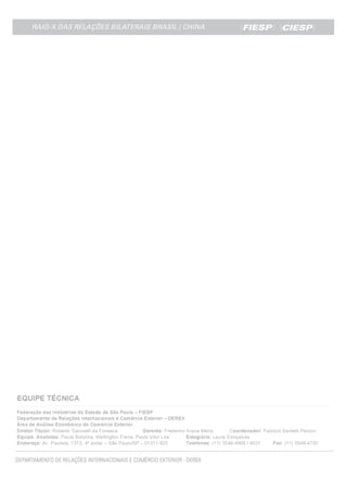 Raio- X das Relações Bilaterais Brasil- China (Outubro 2011)