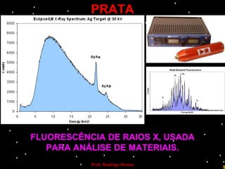 PRATA




FLUORESCÊNCIA DE RAIOS X, USADA
   PARA ANÁLISE DE MATERIAIS.
           Prof. Rodrigo Penna
                                  9
 