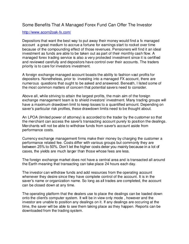 Administered Fx Trading Accounts Alternative Investments For High Ret - 