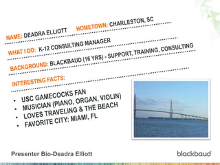 5
Presenter Bio-Deadra Elliott
 