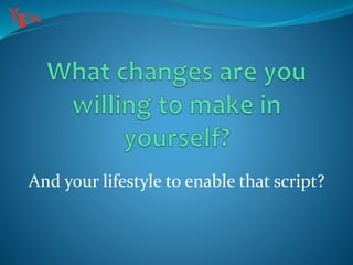And your lifestyle to enable that script?
 