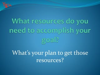 What’s your plan to get those
resources?
 