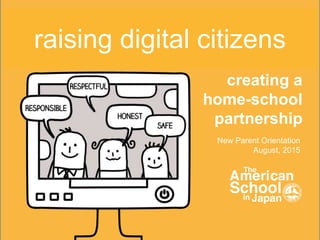 New Parent Orientation
August, 2015
creating a
home-school
partnership
raising digital citizens
 