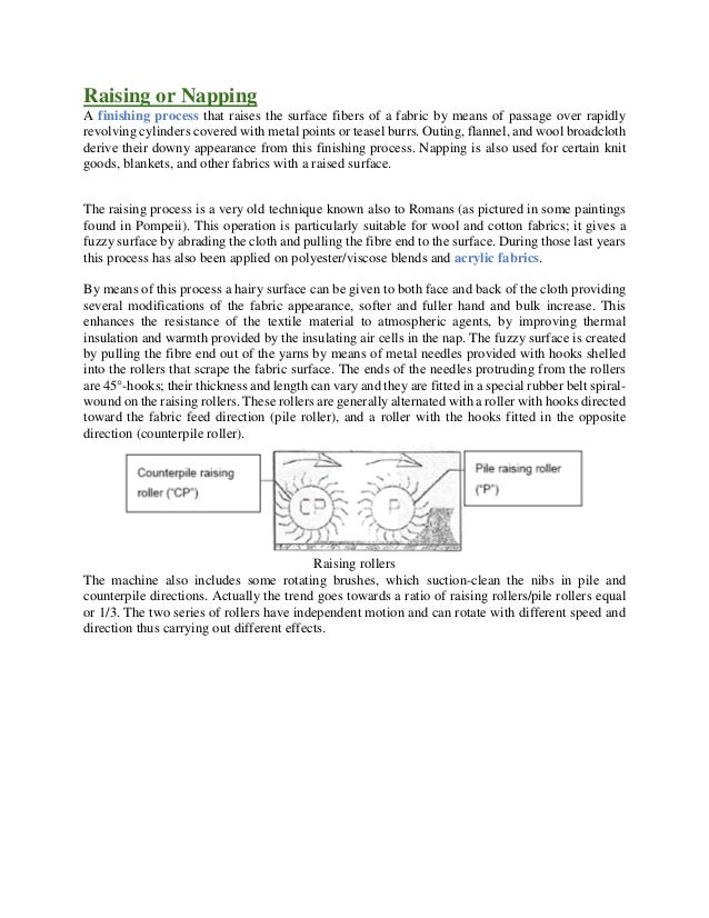 Raising or napping of textile fabric