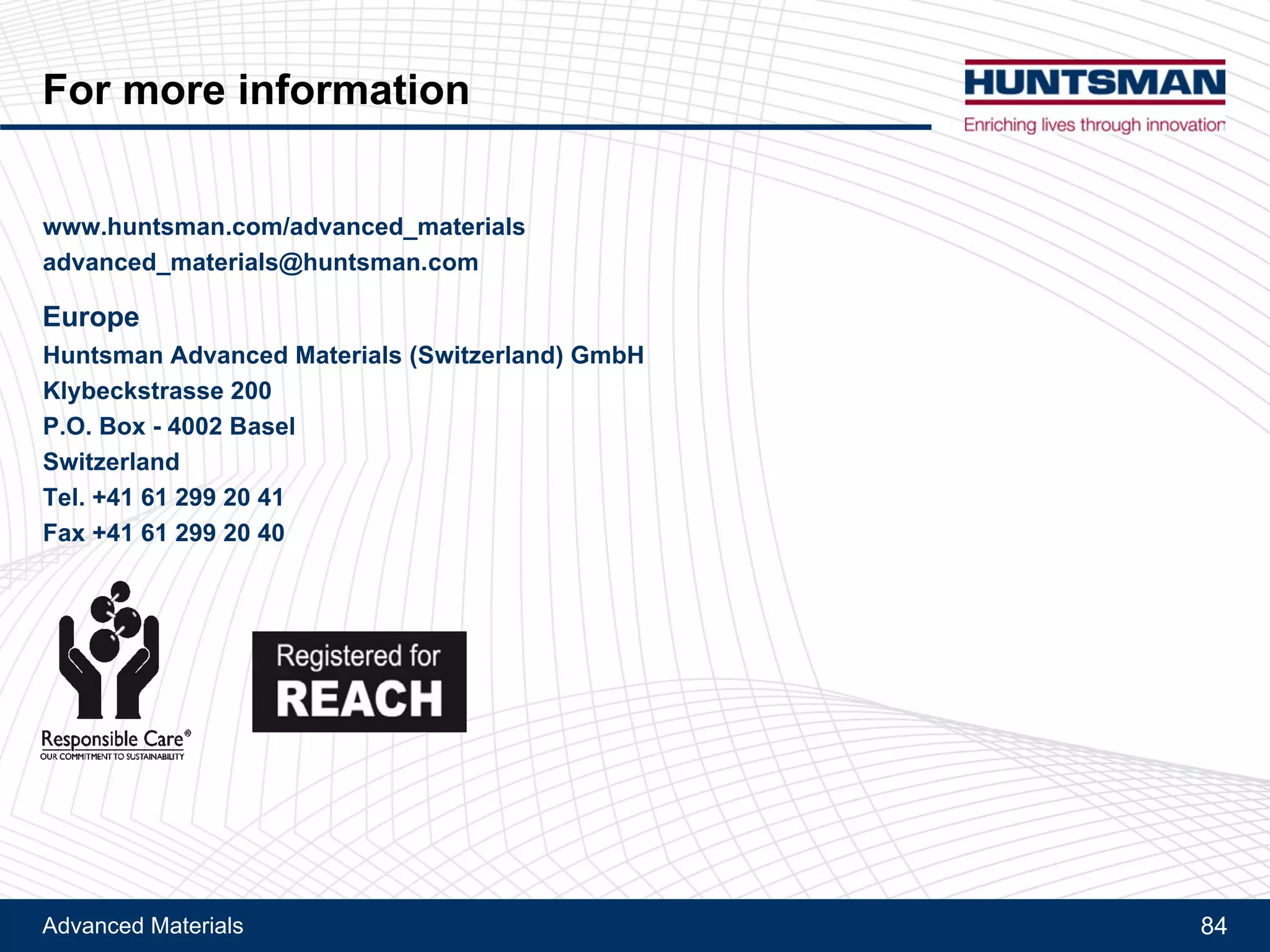 Advanced Materials 84
Matrimid® 5218
Associated products
Product Description Particles size
Matrimid® 9725 Micronized version of Matrimid® 5218 >70% < 100 µm
Next product >Tougheners and flexibilizers < Previous product< Table of content
 