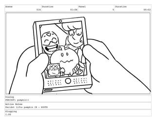 Scene
016
Duration
01:06
Panel
5
Duration
00:02
Dialog
PERIDOT: pumpkin!!
Action Notes
Peridot lifts pumpkin IN - SOUTH
Slugging
1.00
 