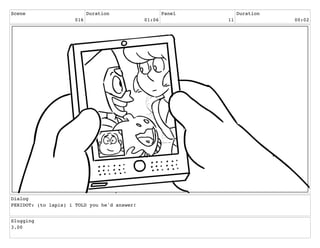 Scene
016
Duration
01:06
Panel
11
Duration
00:02
Dialog
PERIDOT: (to lapis) i TOLD you he'd answer!
Slugging
3.00
 