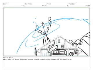 Scene
155
Duration
00:12
Panel
6
Duration
00:02
Action Notes
Water wall fx snaps together around statue. Statue wing breaks off and falls S.W.
 