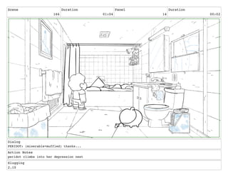 Scene
166
Duration
01:04
Panel
14
Duration
00:02
Dialog
PERIDOT: (miserable+muffled) thanks...
Action Notes
peridot climbs into her depression nest
Slugging
2.10
 