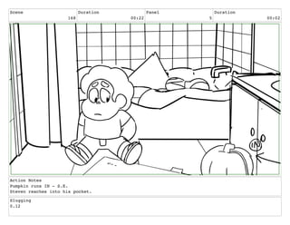 Scene
168
Duration
00:22
Panel
5
Duration
00:02
Action Notes
Pumpkin runs IN - S.E.
Steven reaches into his pocket.
Slugging
0.12
 