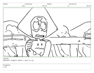 Scene
124
Duration
00:12
Panel
6
Duration
00:02
Dialog
PERIDOT: Pumpkin doesn't want to go.
Slugging
1.06
 