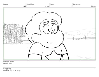 Scene
148
Duration
00:06
Panel
1
Duration
00:02
Action Notes
Start pose
Slugging
Panels 1 + 2 = 1.06
 