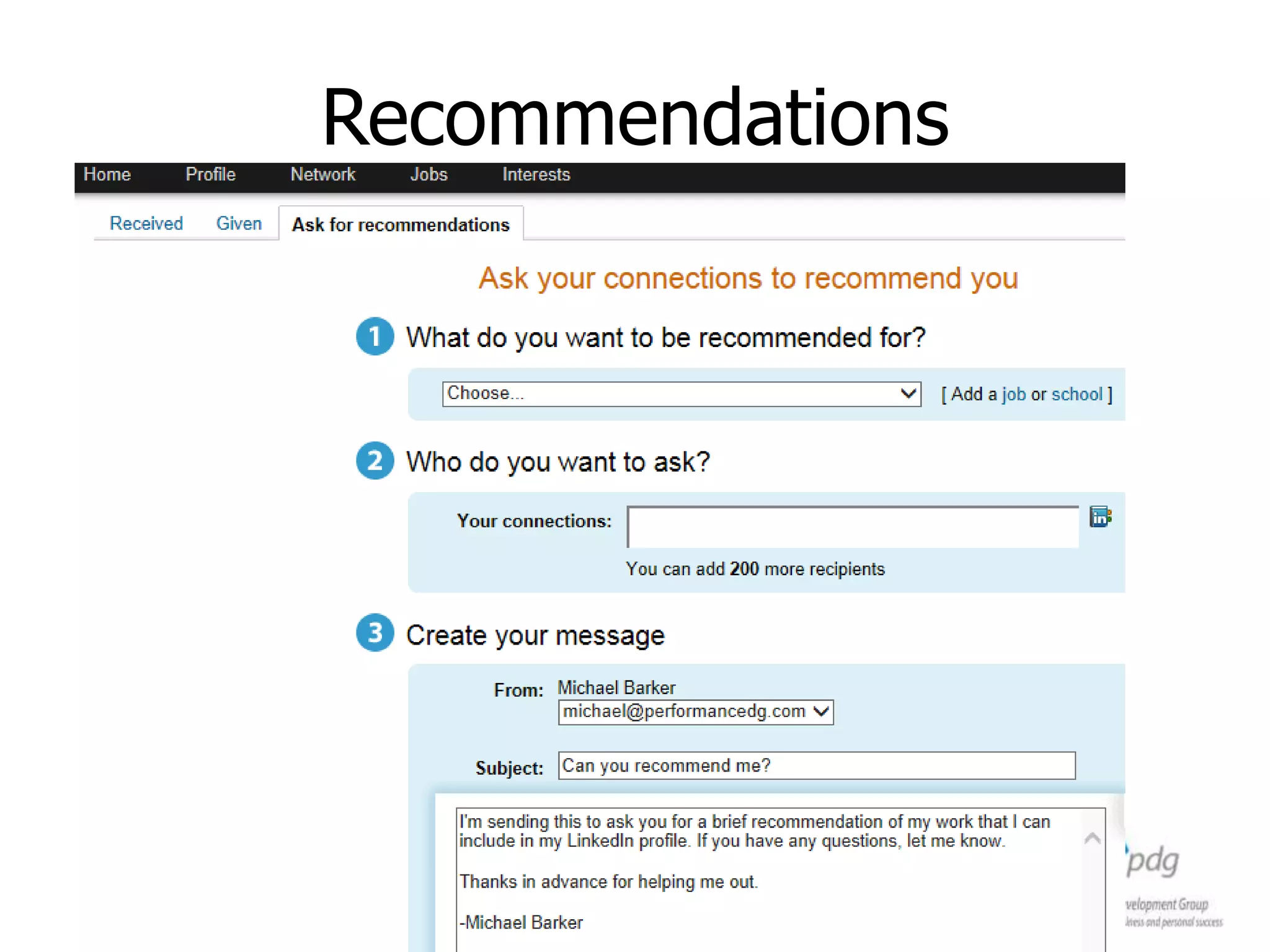 Recommendations
To access
recommendations
click drop-box
 